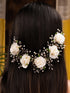 White Rose Pearl Beaded Designer Hair Accessory