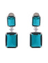 SilverPlated Green Square Drop Earrings