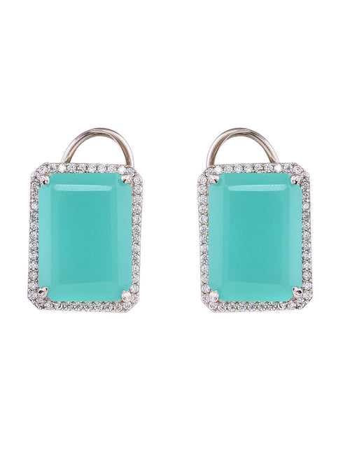 Sea Green Square Studs Earrings