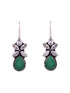 SilverPlated & Green Teardrop Shaped Drop Earrings
