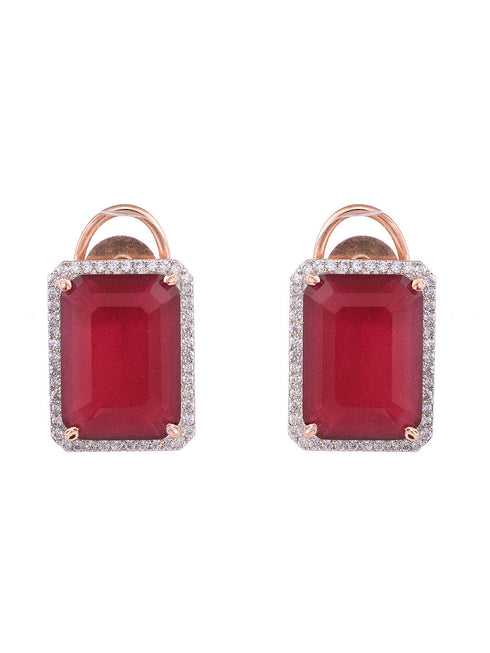 Red Contemporary Studs Earrings