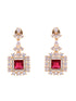 Red & White GoldPlated AD Studded Contemporary Drop Earrings