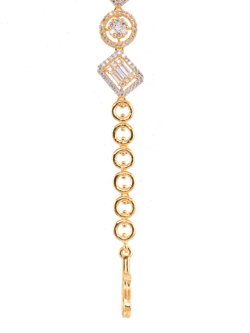 Women GoldToned & White Brass AD Handcrafted GoldPlated Link Bracelet