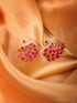 Gold Plated Swan studs Red AD encrusted Earrings