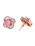 Pink Floral Rose GoldPlated Studs Earrings