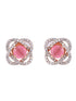Pink Floral Rose GoldPlated Studs Earrings
