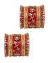 Set Of 2 GoldPlated Red & White KundanStudded Bangles