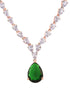 Rose Gold Toned Emerald Green AD Studded Designer Pendant Jewellery Set