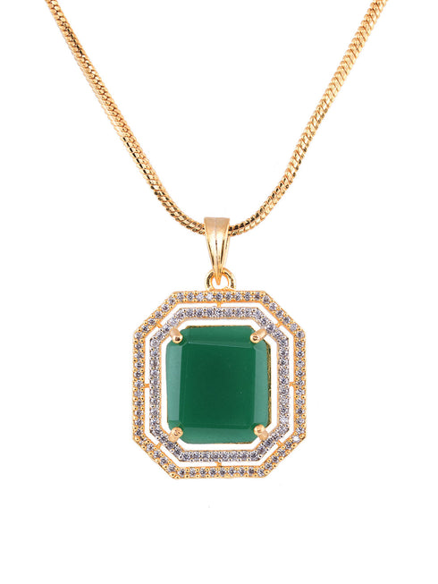 GoldPlated White & Green AD Studded Jewellery Set