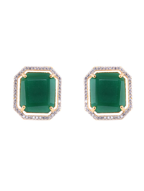 GoldPlated White & Green AD Studded Jewellery Set