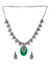 Oxidised Silver Plated Green stone studded Statement Necklace Jewellery Set