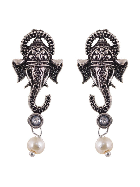 Oxidised Silver Plated & Beaded Lord Ganesha Necklace Jewellery Set