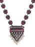 Oxidised Silver Plated Red stone Studded & Pearl Beaded Tribal Necklace Jewellery Set