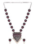 Oxidised Silver Plated Red stone Studded & Pearl Beaded Tribal Necklace Jewellery Set