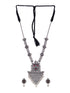 Oxidised Silver Toned Red Stone Studded & Beaded Designer Necklace Jewellery Set