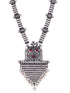 Oxidised Silver Toned Red Stone Studded & Beaded Designer Necklace Jewellery Set