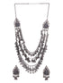Oxidised Siver Toned Tribal Triple Layered Necklace Jewellery Set