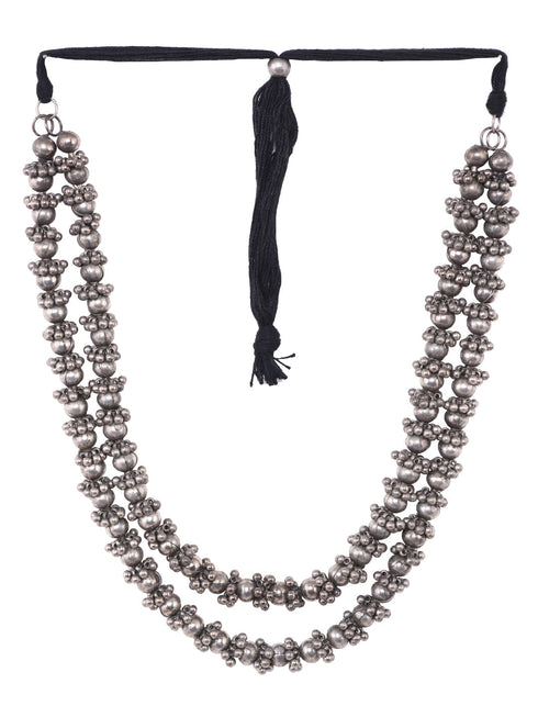 Oxidised Silver Plated Layered Ghugroo Necklace Chain