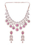 Rose Gold Toned Pink AD Studded Statement Necklace jewellery Set