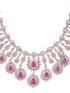 Rose Gold Toned Pink AD Studded Statement Necklace jewellery Set