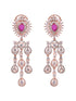Rose Gold Toned Pink AD Studded Statement Necklace jewellery Set