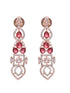 Rose Gold Toned Red AD Studded Necklace Jewellery Set