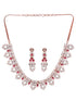 Rose Gold Toned Red AD Studded Necklace Jewellery Set
