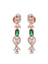 Rose Gold Plated Green AD Studded Floral Necklace Jewellery Set