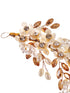 Gold Toned Off White Floral Pearl Embellished Hair Styling Tiara