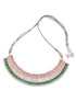 Rose Gold Plated Green AD Studded Bridal Choker Jewellery Set