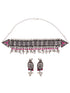 Oxidised Silver Plated Red stone studded Choker Necklace Jewellery Set