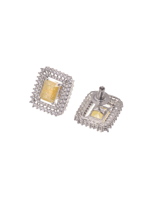 Rose Gold Plated Yellow AD studded Sleek Choker Jewellery Set