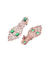 Rose Gold Plated Green AD Studded Bridal Choker Jewellery Set