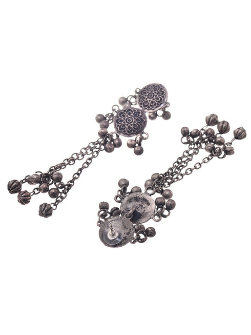 Silver Toned Oxidised Tribal Necklace Jewellery Set