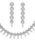 White Rhodium plated Unique Leaf Design AD studded Necklace Earrings for Women & Girls