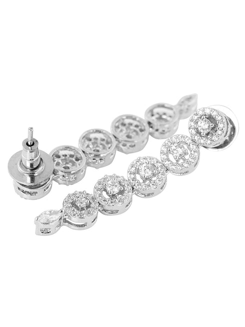 White Rhodium plated Unique Leaf Design AD studded Necklace Earrings for Women & Girls