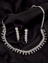 White Rhodium plated Unique Leaf Design AD studded Necklace Earrings for Women & Girls