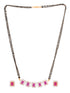 GOLD Plated Red AD Studded Black Beaded Mangalsutra Jewellery Set