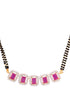 GOLD Plated Red AD Studded Black Beaded Mangalsutra Jewellery Set