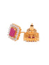 GOLD Plated Red AD Studded Black Beaded Mangalsutra Jewellery Set