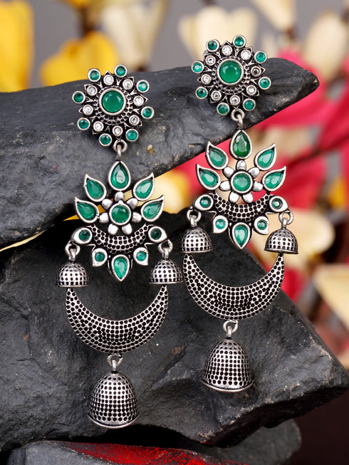 Silver Plated Oxidised Drop Earrings