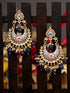 Gold Plated Grey Contemporary Chandbali Drop Earrings
