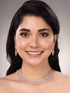 Rose Gold Plated White AD Studded Modern Necklace Jewellery Set Earrings