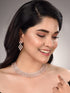 Rose Gold Plated White AD Studded Modern Necklace Jewellery Set Earrings