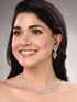 Rose Gold Plated White AD Studded Modern Necklace Jewellery Set Earrings