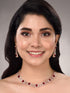 Rose Gold Plated White & Red AD Studded Contemporary Necklace Jewellery Set