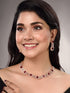 Rose Gold Plated White & Red AD Studded Contemporary Necklace Jewellery Set