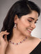 Rose Gold Plated White & Red AD Studded Contemporary Necklace Jewellery Set