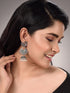 Silver Tonned Peacock design Oxidised Jhumka Earrings