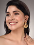Rose Gold Plated AD Studded Modern Chandbali Pearl Drop Earrings
